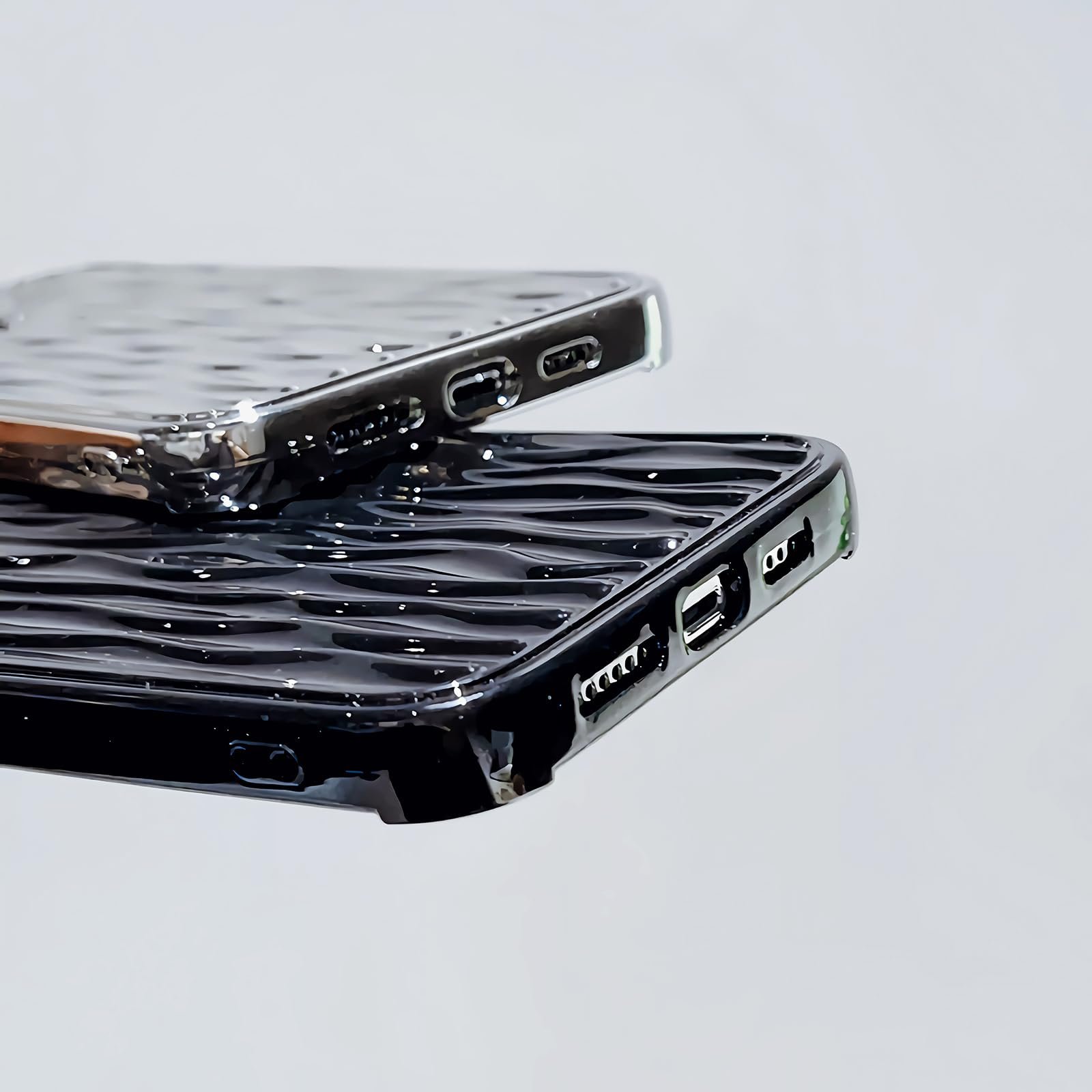 for iPhone 13 Pro Max Case Wavy Water Ripple Pattern, Cute Curly Wave Sparkly Luxury Silicone Soft Shockproof Protective Phone Case Cover for Women Girls (Silver, iPhone 13 Pro Max) - Image 6