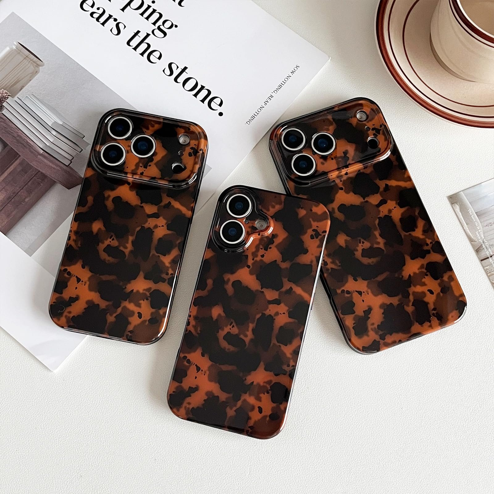 Compatible with iPhone 17 Pro Max Case, Tortoise Shell Chic Amber Brown Print Leopard, Fashion Classic Soft TPU Protective Case for Women Compatible with iPhone 17 Pro Max 6.9 '', Color2 - Image 2
